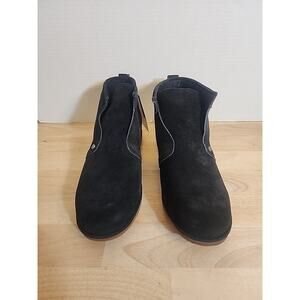 Bearpaw Women Carmel Booties US 10M Black Water Resistant Suede Shoes